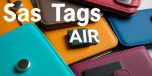 Stylish AirTag cases in various colors and designs.