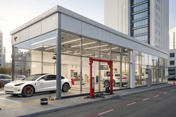 tesla reading showroom bodyshop plans